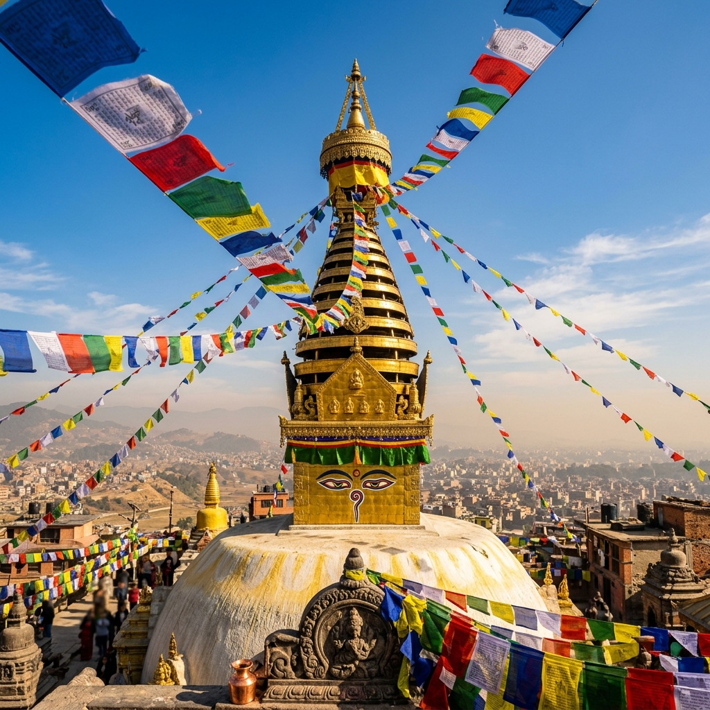 Old temples and narrow lanes in Kathmandu's historic city centre